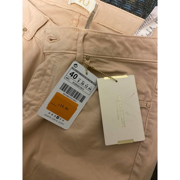 NWT Zara jean pant sz: 8 light peach color - Picture 2 of 6